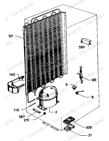 Взрыв-схема холодильника Electrolux RBE243 - Схема узла Cooling system 017